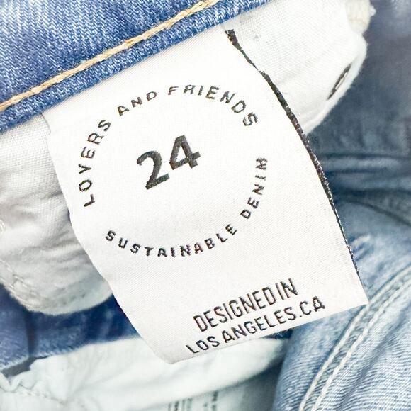 Lovers and Friends High Rise Rigid Slim Straight Button Fly Denim Jeans Size 24 - Picture 7 of 10